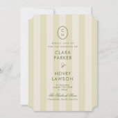 Faire-part de mariage à monogramme rayé vert olive (Devant)