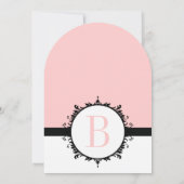 Faire-part de mariage à monogramme rose ou de n'im (Dos)