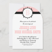 Faire-part de mariage à monogramme rose ou de n'im (Devant)