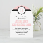 Faire-part de mariage à monogramme rose ou de n'im (Debout devant)