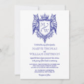 Faire-part de mariage à monogramme royal Owl Crest (Devant)