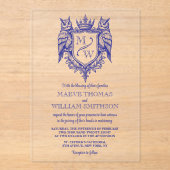 Faire-part de mariage à monogramme royal Owl Crest (Recto)