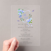 Faire-part de mariage à monogramme ruban rose bleu (In situ (ordinateur de poche))