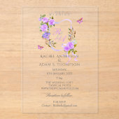 Faire-part de mariage à monogramme ruban rose pour (Recto)