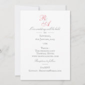 Faire-part de mariage à monogramme ruban rose rose (Dos)