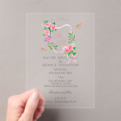 Faire-part de mariage à monogramme ruban rose rose (In situ (ordinateur de poche))