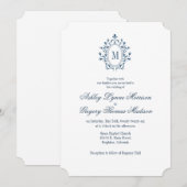 Faire-part de mariage à monogramme sarcelle (Devant / Derrière)