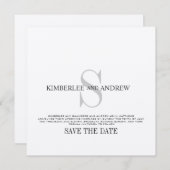 Faire part de mariage à monogramme Save the Date e (Devant / Derrière)