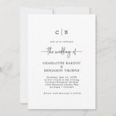 Faire-part de mariage à monogramme script (Devant)