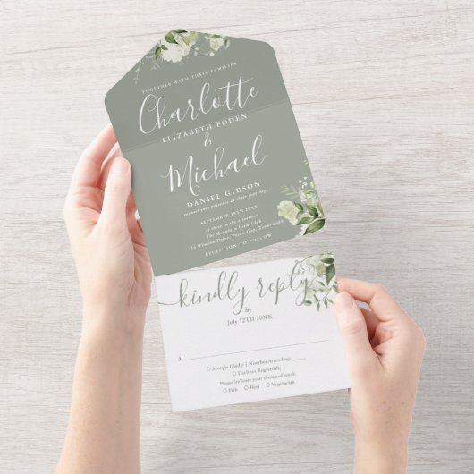 Faire-part de mariage à monogramme script floral v (Déchirure)
