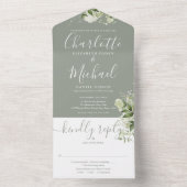 Faire-part de mariage à monogramme script floral v (À l'intérieur)