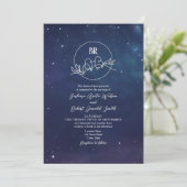 Faire-part de mariage à monogramme sous une nuit é (Debout devant)