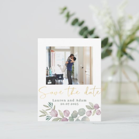 Faire-part de mariage à motif aquarelle d'eucalypt (Debout devant)