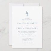 Faire-part de mariage à motif botanique bleu (Devant)