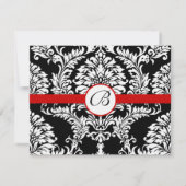 Faire-part de mariage à motif damassé noir avec ga (Dos)
