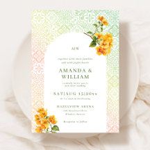 Faire-part de mariage à motif de carreaux méditerr