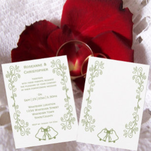 Faire-part de mariage à motif de clochettes sauge