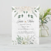 Faire-part de mariage à motif de fleurs blanches (Debout devant)