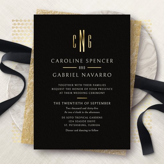 Faire-part de mariage à motif de monogramme modern