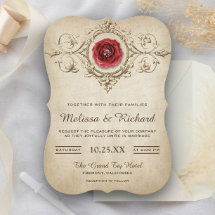 Faire-part de mariage à motif de rose romantique v