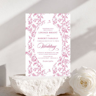 Faire-part de mariage à motif de rose vintage roma