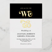 Faire-part de mariage à motif doré rétro gras (Recto)