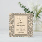 Faire-part de mariage à motif floral (Debout devant)