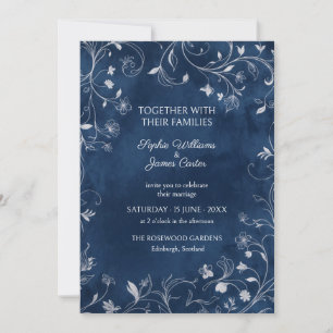 Faire-part de mariage à motif floral blanc sur fon