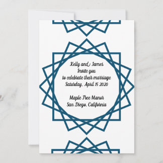 Faire-part de mariage à motif géométrique bleu