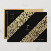 Faire-part de mariage à motif léopard & noir (Devant / Derrière)