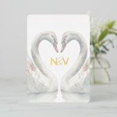 Faire-part de mariage à motif monogrammé en feuill (Debout devant)