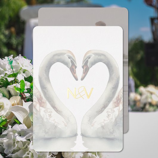 Faire-part de mariage à motif monogrammé en feuill