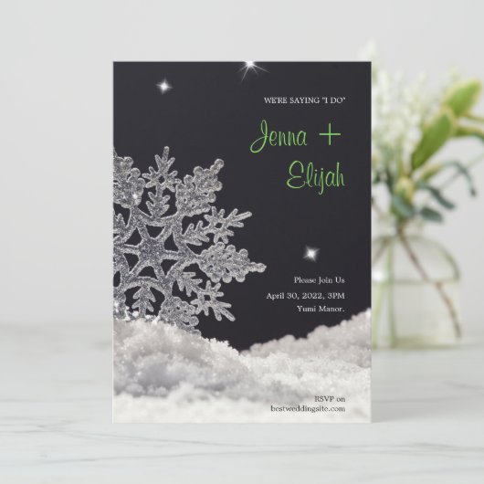 Faire-part de mariage à neige (Debout devant)