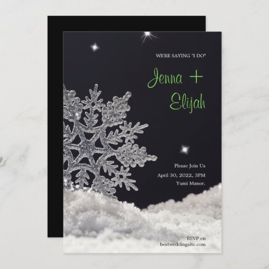 Faire-part de mariage à neige (Devant / Derrière)