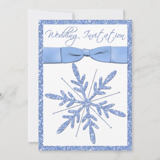 Faire-part de mariage à neige bleu glace (Devant)