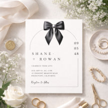 Faire-part de mariage à nœud noir et blanc minimal