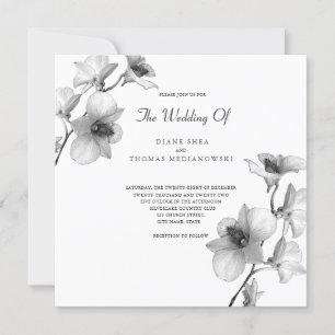 Faire-part de mariage à orchidée blanche