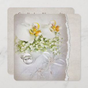 Faire-part de mariage à orchidée blanche