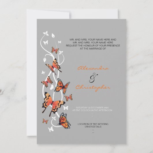 Faire-part de mariage à papillon (Dos)