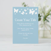Faire-part de mariage à papillon bleu et blanc (Debout devant)