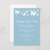 Faire-part de mariage à papillon bleu et blanc (Devant / Derrière)