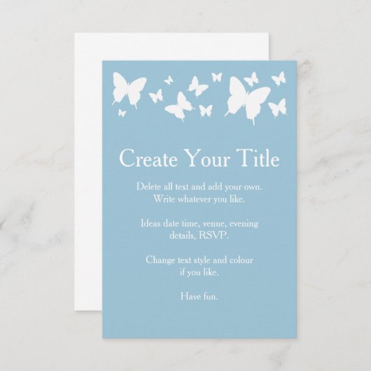 Faire-part de mariage à papillon bleu et blanc (Devant / Derrière)