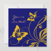 Faire-part de mariage à papillon bleu et jaune (Dos)