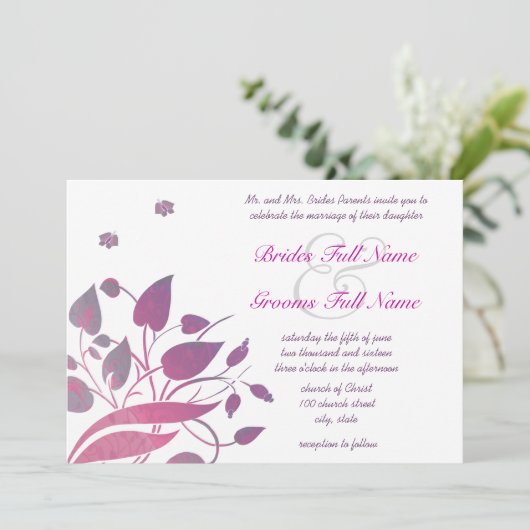 Faire-part de mariage à papillon gris de baies de  (Debout devant)