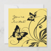Faire-part de mariage à papillon noir et jaune (Dos)
