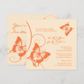 Faire-part de mariage à papillon orange (Devant / Derrière)