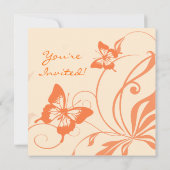 Faire-part de mariage à papillon orange (Dos)