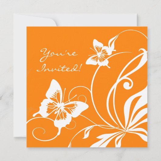 Faire-part de mariage à papillon orange et blanc (Dos)