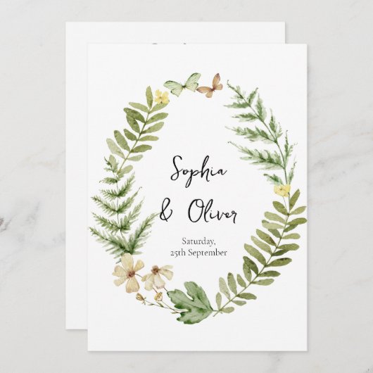 Faire-part de mariage à papillon romantique (Devant / Derrière)