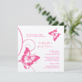 Faire-part de mariage à papillon rose et blanc (Debout devant)